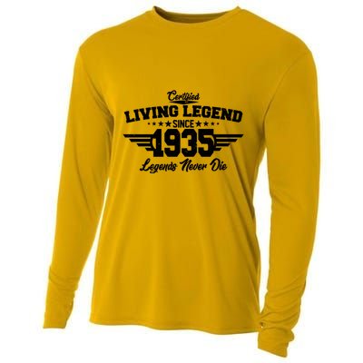 Certified Living Legend Since 1935 Legends Never Die 90th Birthday Cooling Performance Long Sleeve Crew