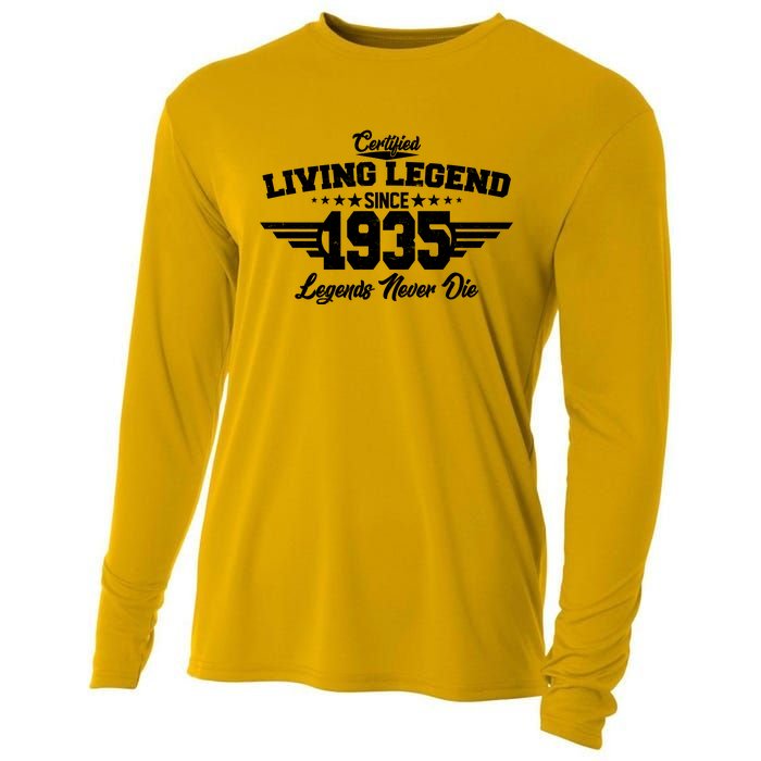 Certified Living Legend Since 1935 Legends Never Die 90th Birthday Cooling Performance Long Sleeve Crew