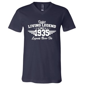 Certified Living Legend Since 1935 Legends Never Die 90th Birthday V-Neck T-Shirt