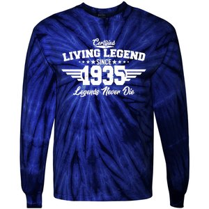 Certified Living Legend Since 1935 Legends Never Die 90th Birthday Tie-Dye Long Sleeve Shirt