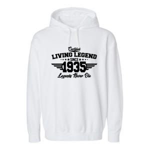 Certified Living Legend Since 1935 Legends Never Die 90th Birthday Garment-Dyed Fleece Hoodie