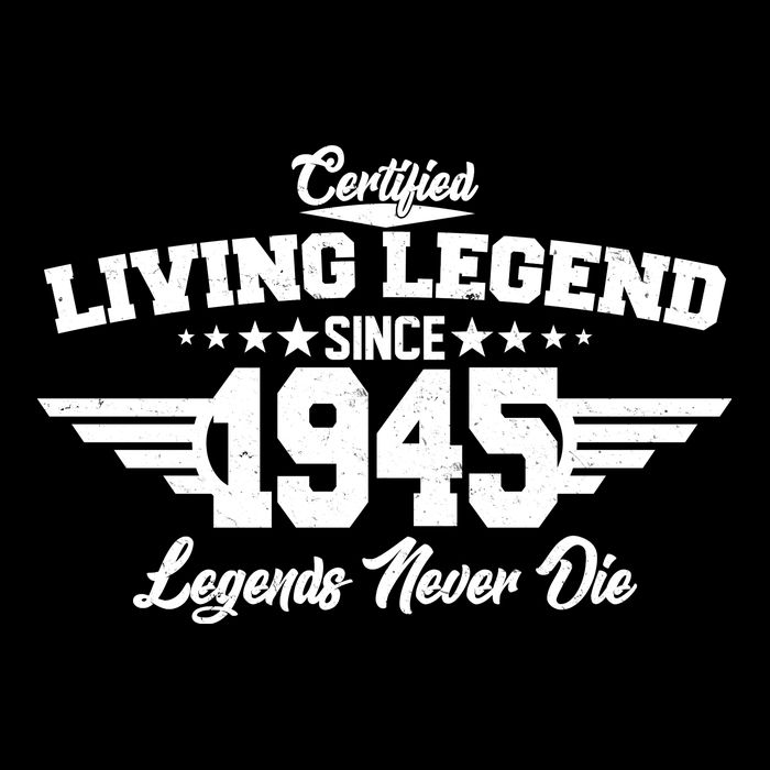 Certified Living Legend Since 1945 Legends Never Die 80th Birthday 7-Panel Snapback Hat