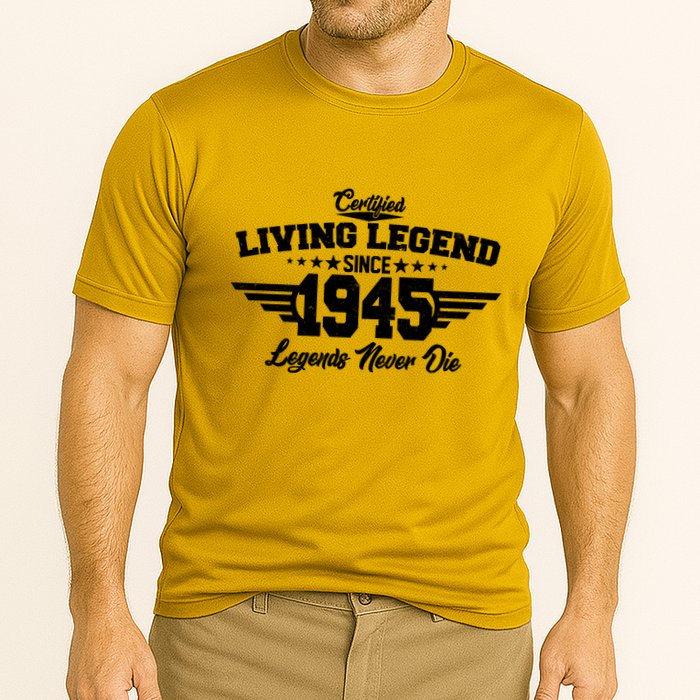 Certified Living Legend Since 1945 Legends Never Die 80th Birthday Cooling Performance Crew T-Shirt
