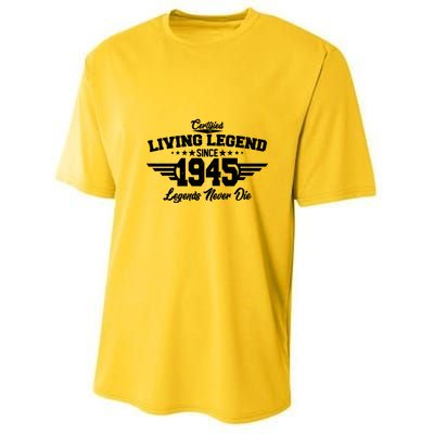 Certified Living Legend Since 1945 Legends Never Die 80th Birthday Youth Performance Sprint T-Shirt