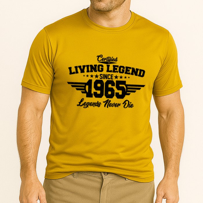 Certified Living Legend Since 1965 Legends Never Die 60th Birthday Cooling Performance Crew T-Shirt