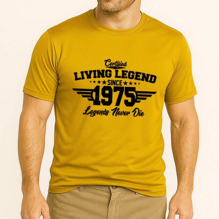 Certified Living Legend Since 1975 Legends Never Die 50th Birthday Performance Shirt