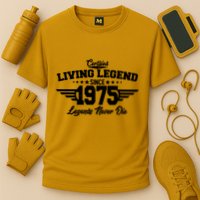 Certified Living Legend Since 1975 Legends Never Die 50th Birthday Performance Shirt