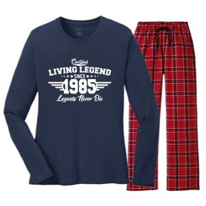 Certified Living Legend Since 1985 Legends Never Die 40th Birthday Women's Long Sleeve Flannel Pajama Set 