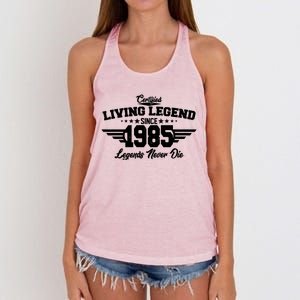 Certified Living Legend Since 1985 Legends Never Die 40th Birthday Women's Knotted Racerback Tank