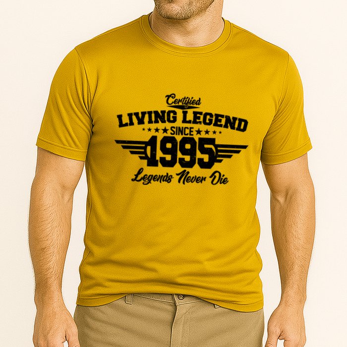 Certified Living Legend Since 1995 Legends Never Die 30th Birthday Cooling Performance Crew T-Shirt