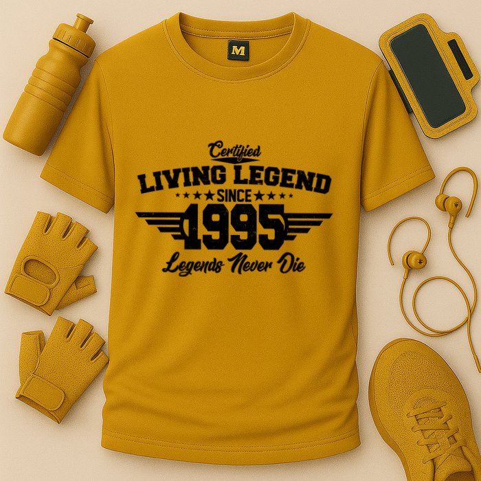 Certified Living Legend Since 1995 Legends Never Die 30th Birthday Cooling Performance Crew T-Shirt