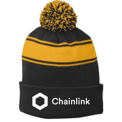 Chainlink LINK Logo, Chainlink Crypto Logo Blockchain DeFi Stripe Pom Pom Beanie