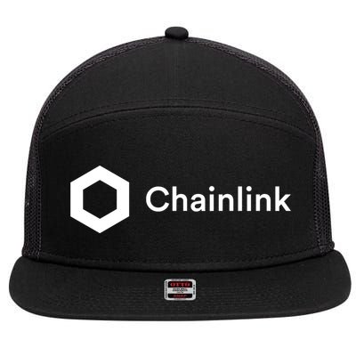 Chainlink LINK Logo, Chainlink Crypto Logo Blockchain DeFi 7 Panel Mesh Trucker Snapback Hat