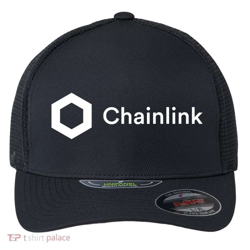 Chainlink LINK Logo, Chainlink Crypto Logo Blockchain DeFi Flexfit Unipanel Trucker Cap