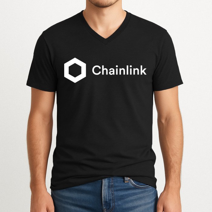 Chainlink LINK Logo, Chainlink Crypto Logo Blockchain DeFi V-Neck T-Shirt