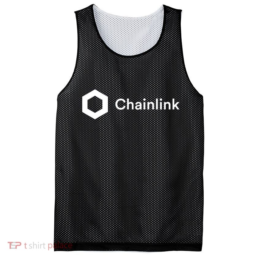 Chainlink LINK Logo, Chainlink Crypto Logo Blockchain DeFi Mesh Reversible Basketball Jersey Tank