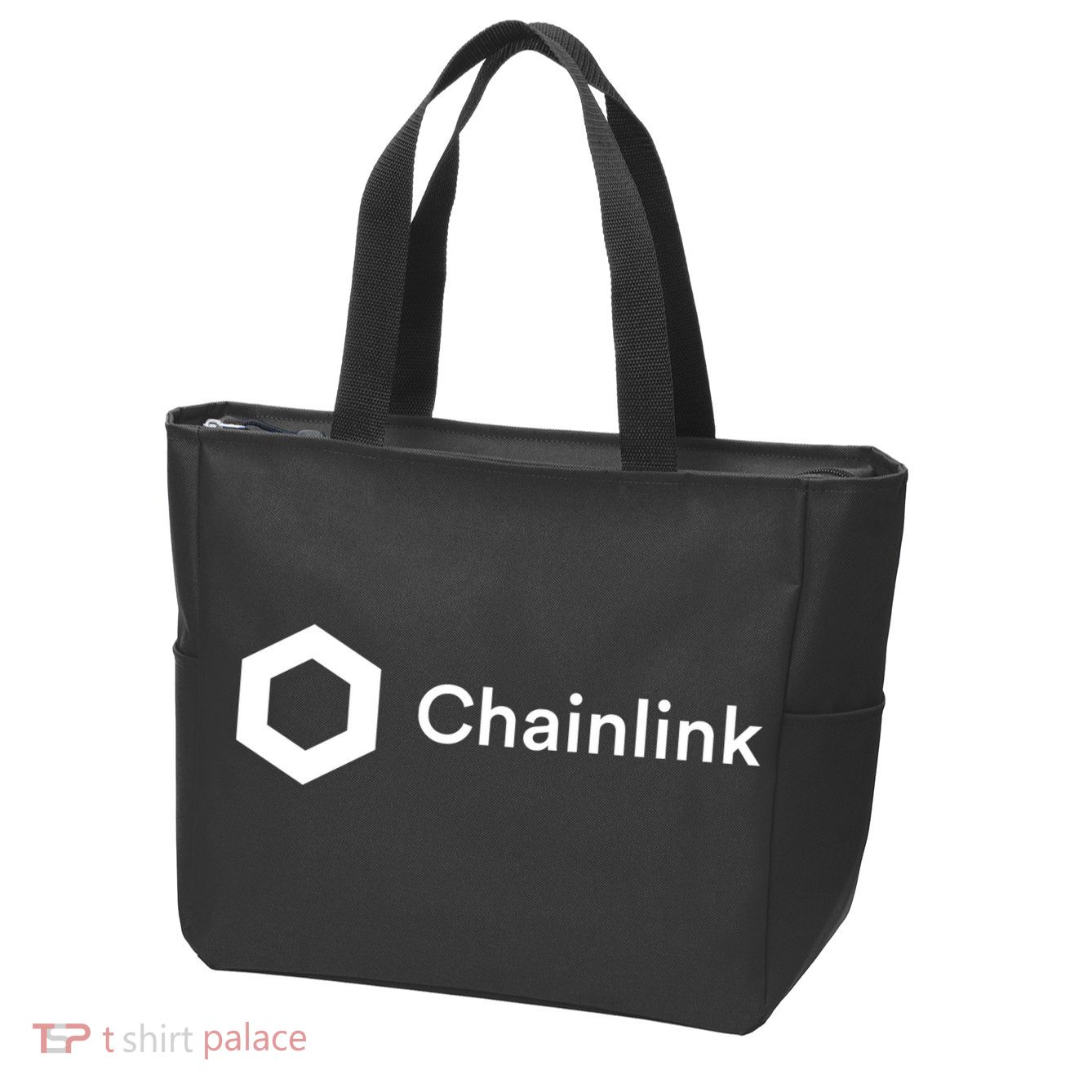 Chainlink LINK Logo, Chainlink Crypto Logo Blockchain DeFi Zip Tote Bag