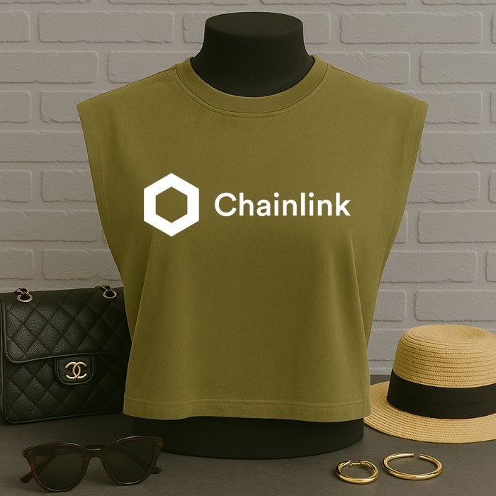 Chainlink LINK Logo, Chainlink Crypto Logo Blockchain DeFi Garment-Dyed Women's Muscle Tee