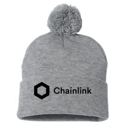 Chainlink LINK Logo, Chainlink Crypto Logo Blockchain DeFi Pom Pom 12in Knit Beanie