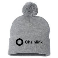 Chainlink LINK Logo, Chainlink Crypto Logo Blockchain DeFi Pom Pom 12in Knit Beanie