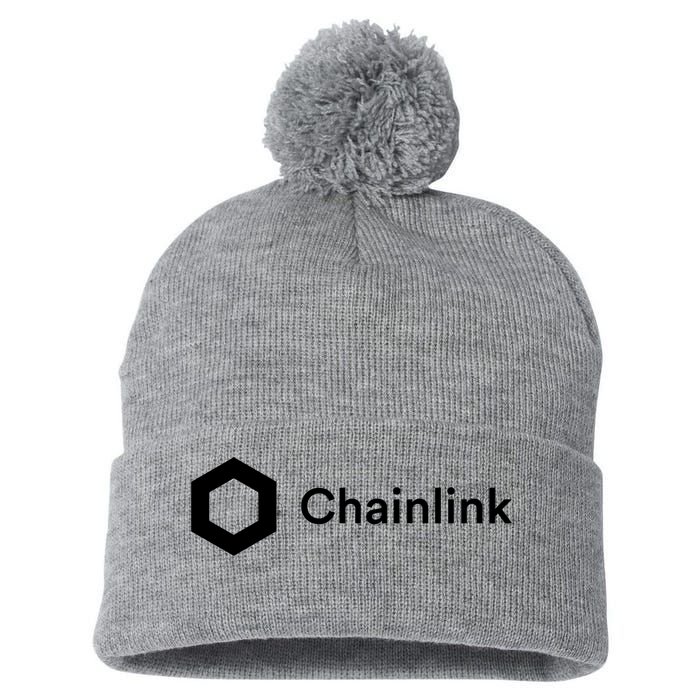 Chainlink LINK Logo, Chainlink Crypto Logo Blockchain DeFi Pom Pom 12in Knit Beanie