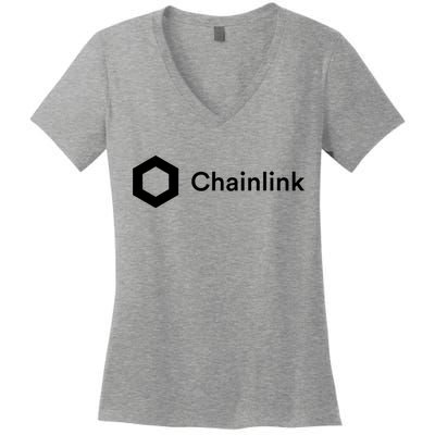 Chainlink LINK Logo, Chainlink Crypto Logo Blockchain DeFi Women's V-Neck T-Shirt