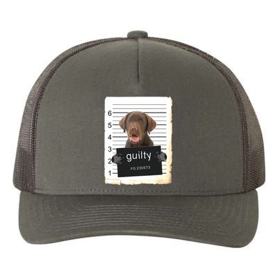 Chocolate Lab Labrador Dog Mug Shot Bad Dog Yupoong Adult 5-Panel Trucker Hat