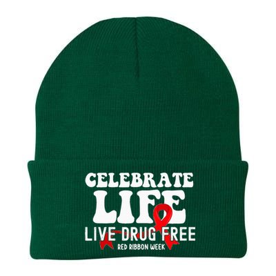 Celebrate Life Live Drug Free Red Ribbon Week Knit Cap Winter Beanie