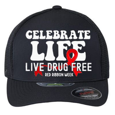 Celebrate Life Live Drug Free Red Ribbon Week Flexfit Unipanel Trucker Cap