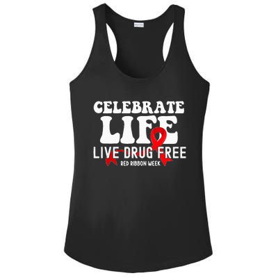 Celebrate Life Live Drug Free Red Ribbon Week Ladies PosiCharge Competitor Racerback Tank