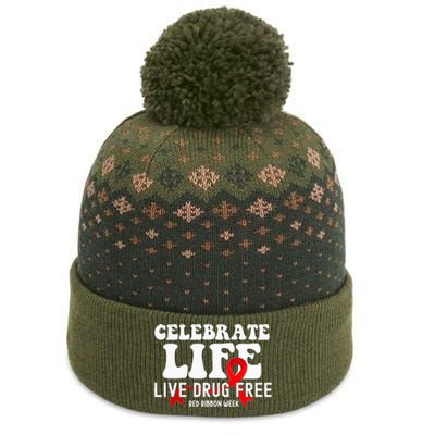 Celebrate Life Live Drug Free Red Ribbon Week The Baniff Cuffed Pom Beanie