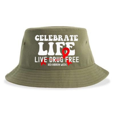 Celebrate Life Live Drug Free Red Ribbon Week Sustainable Bucket Hat