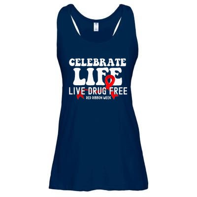 Celebrate Life Live Drug Free Red Ribbon Week Ladies Essential Flowy Tank