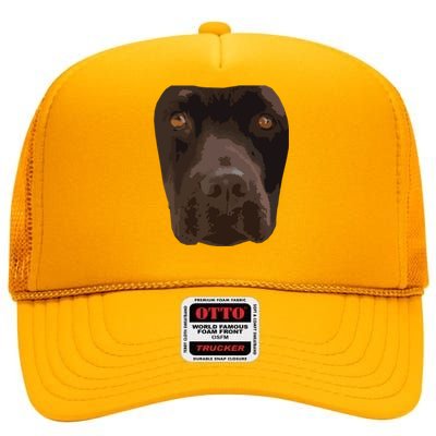 Chocolate Lab Lovers Dark Brown Dog Face Costume High Crown Mesh Back Trucker Hat