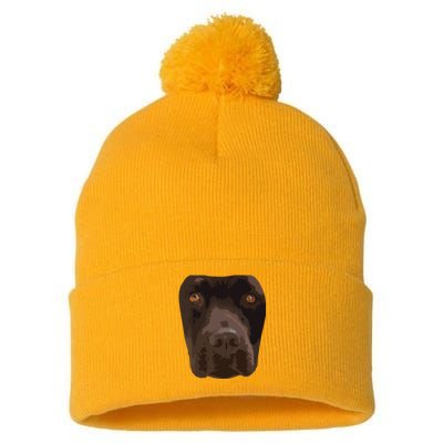 Chocolate Lab Lovers Dark Brown Dog Face Costume Pom Pom 12in Knit Beanie