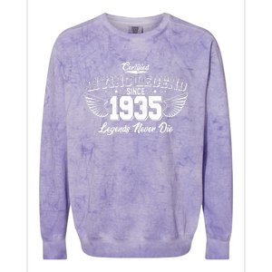 Certified Living Legend Since 1935 Legends Never Die 90th Birthday Wings Colorblast Crewneck Sweatshirt