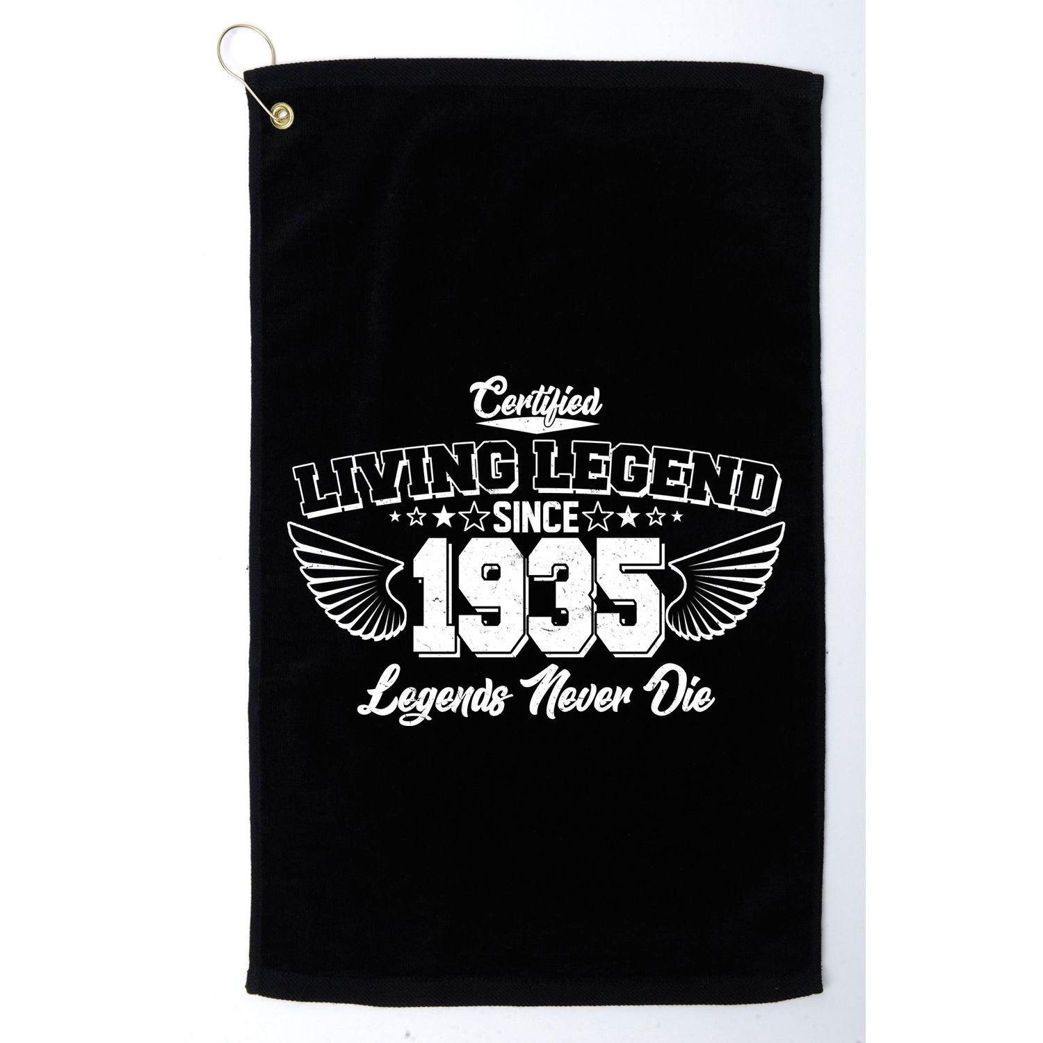 Certified Living Legend Since 1935 Legends Never Die 90th Birthday Wings Golf Towel