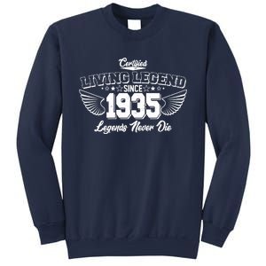 Certified Living Legend Since 1935 Legends Never Die 90th Birthday Wings Sweatshirt