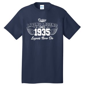 Certified Living Legend Since 1935 Legends Never Die 90th Birthday Wings Tall T-Shirt