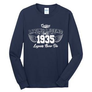 Certified Living Legend Since 1935 Legends Never Die 90th Birthday Wings Tall Long Sleeve T-Shirt