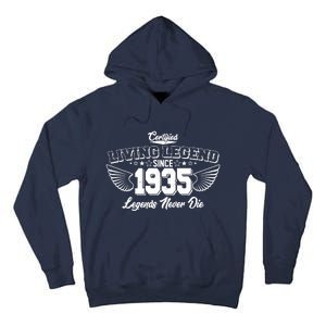 Certified Living Legend Since 1935 Legends Never Die 90th Birthday Wings Tall Hoodie