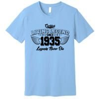 Certified Living Legend Since 1935 Legends Never Die 90th Birthday Wings Premium T-Shirt