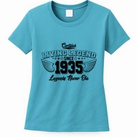 Certified Living Legend Since 1935 Legends Never Die 90th Birthday Wings Womens T-Shirt