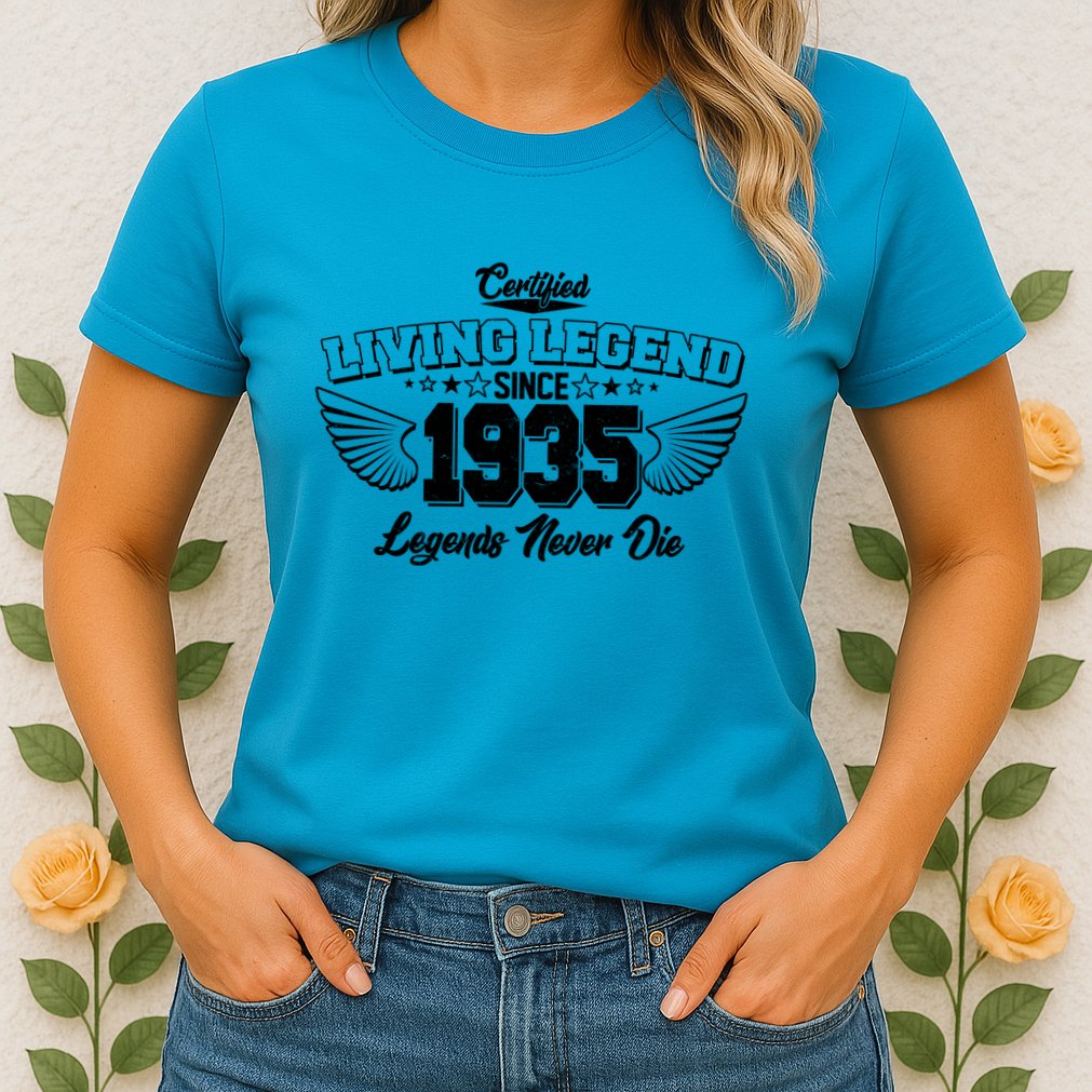 Certified Living Legend Since 1935 Legends Never Die 90th Birthday Wings Womens T-Shirt