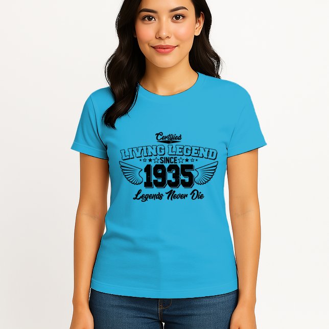 Certified Living Legend Since 1935 Legends Never Die 90th Birthday Wings Womens T-Shirt