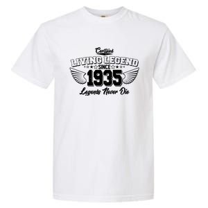 Certified Living Legend Since 1935 Legends Never Die 90th Birthday Wings Garment-Dyed Heavyweight T-Shirt