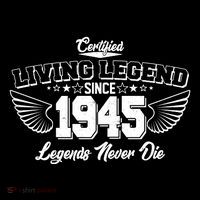 Certified Living Legend Since 1945 Legends Never Die 80th Birthday Wings Flatbill Hat