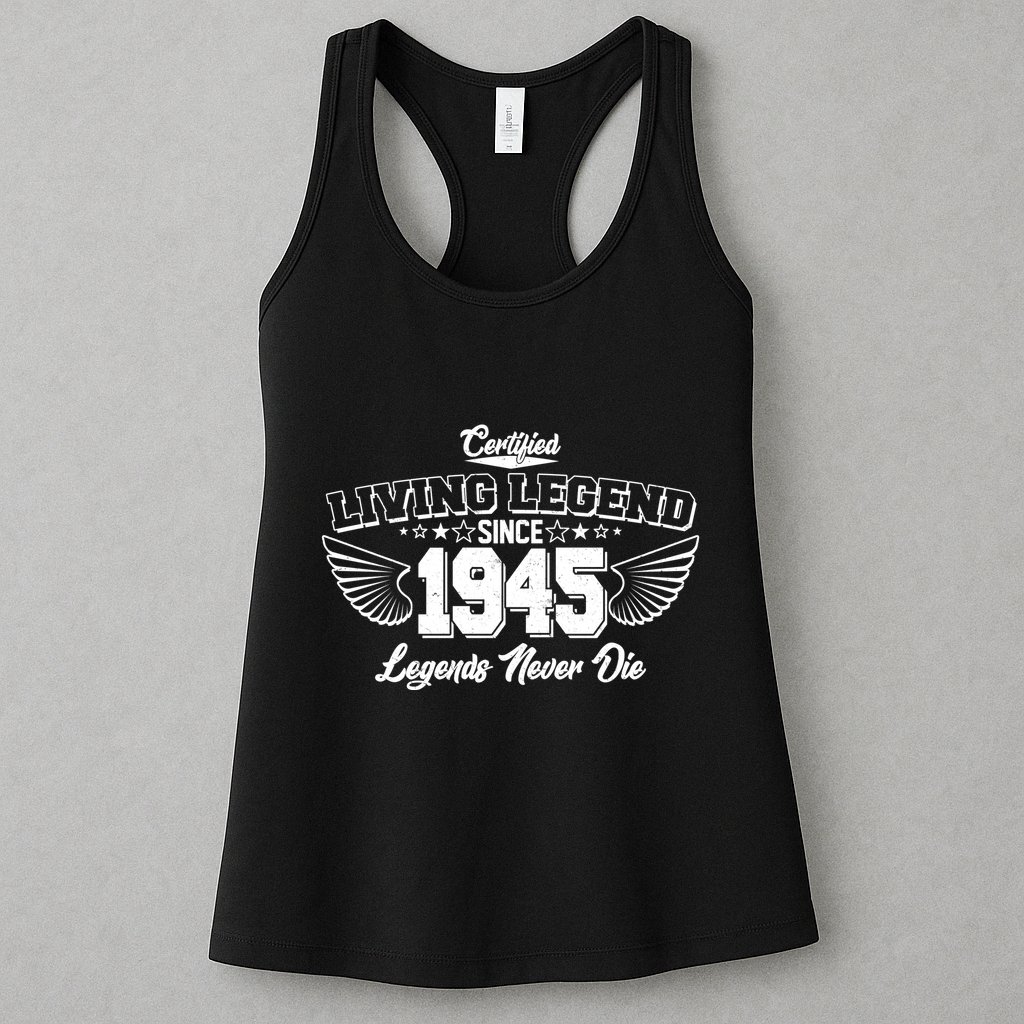 Certified Living Legend Since 1945 Legends Never Die 80th Birthday Wings Womens Tank Top