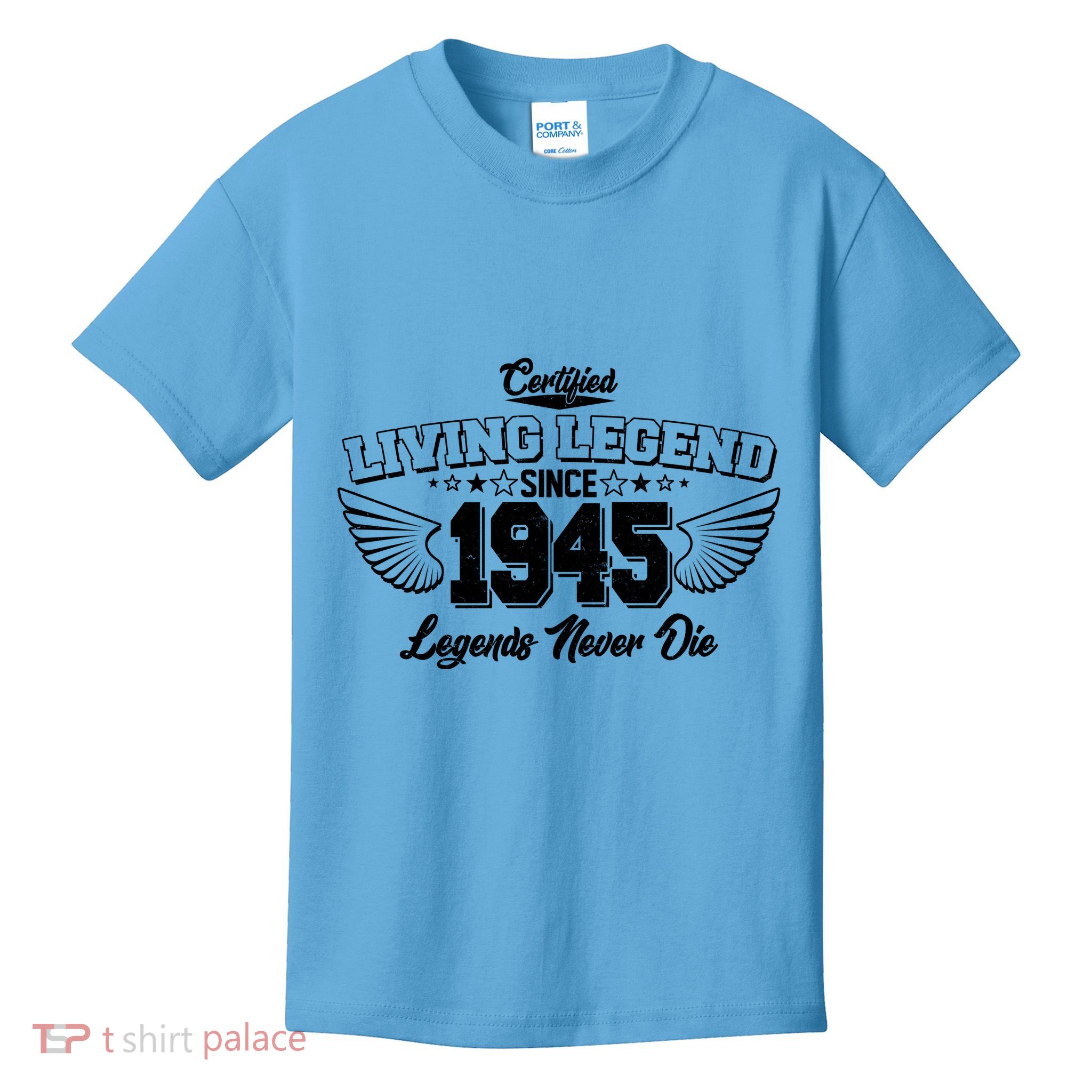 Certified Living Legend Since 1945 Legends Never Die 80th Birthday Wings Kids T-Shirt