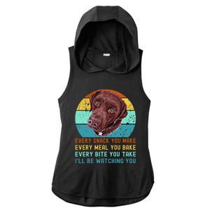 Chocolate Lab Labrador Retriever Dog Every Snack you Make Ladies PosiCharge Tri-Blend Wicking Draft Hoodie Tank